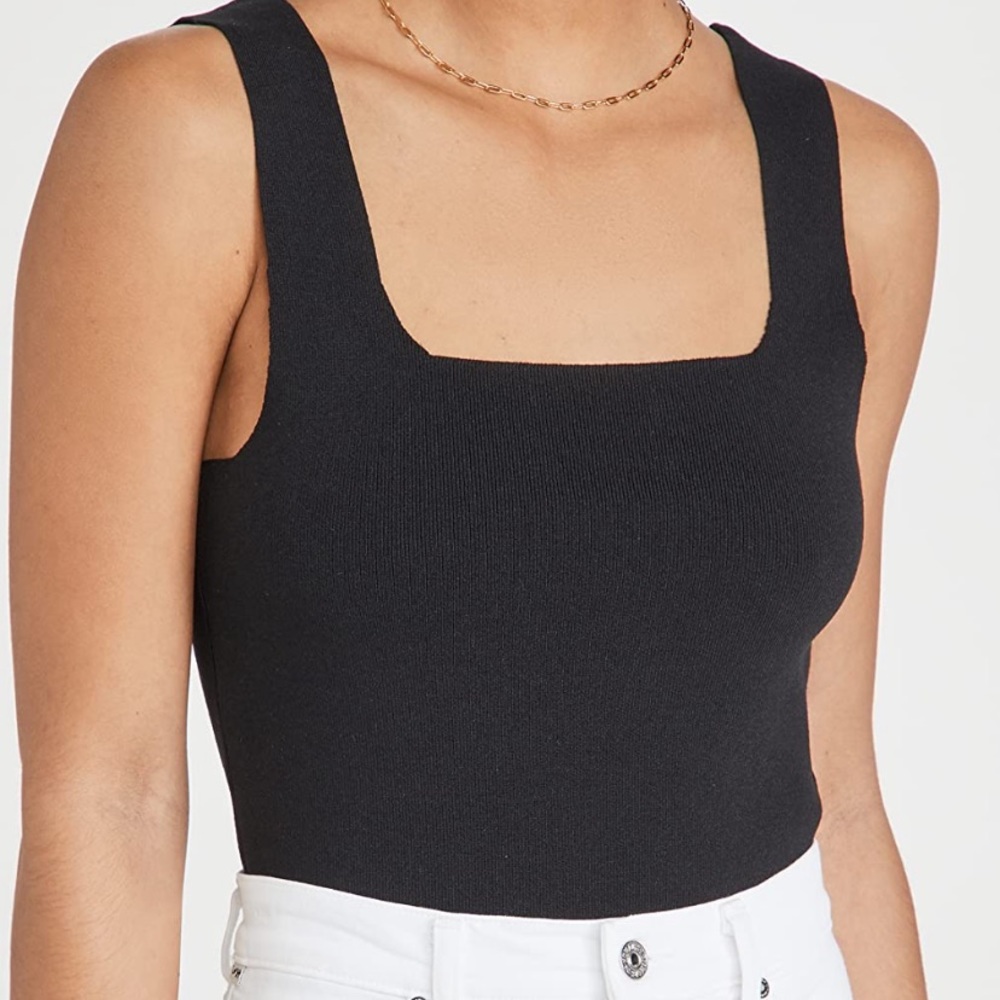 Black square neck top